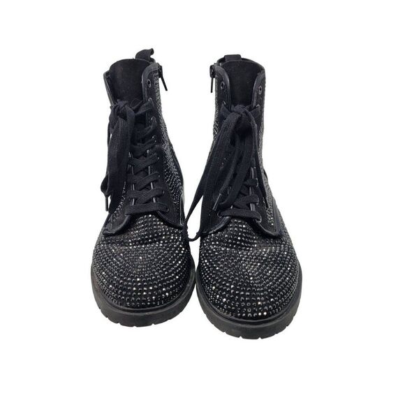 Steve Madden Ozzy Black Studded High Top Sneakers Sz 8M Womens Shoes Combat Glam - Picture 5 of 14